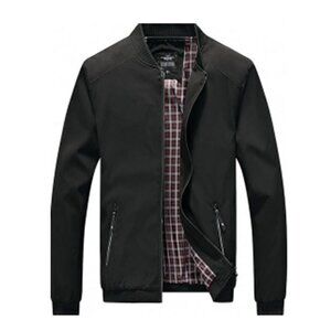 Lentta New Men's Lightweight Slim Fit Lined Black Windbreaker Softshell Jacket